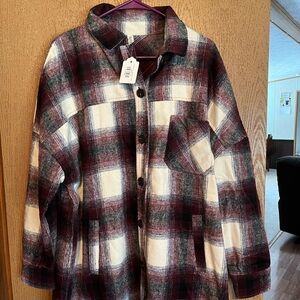 Zenana Burgundy yarn dyed shacket